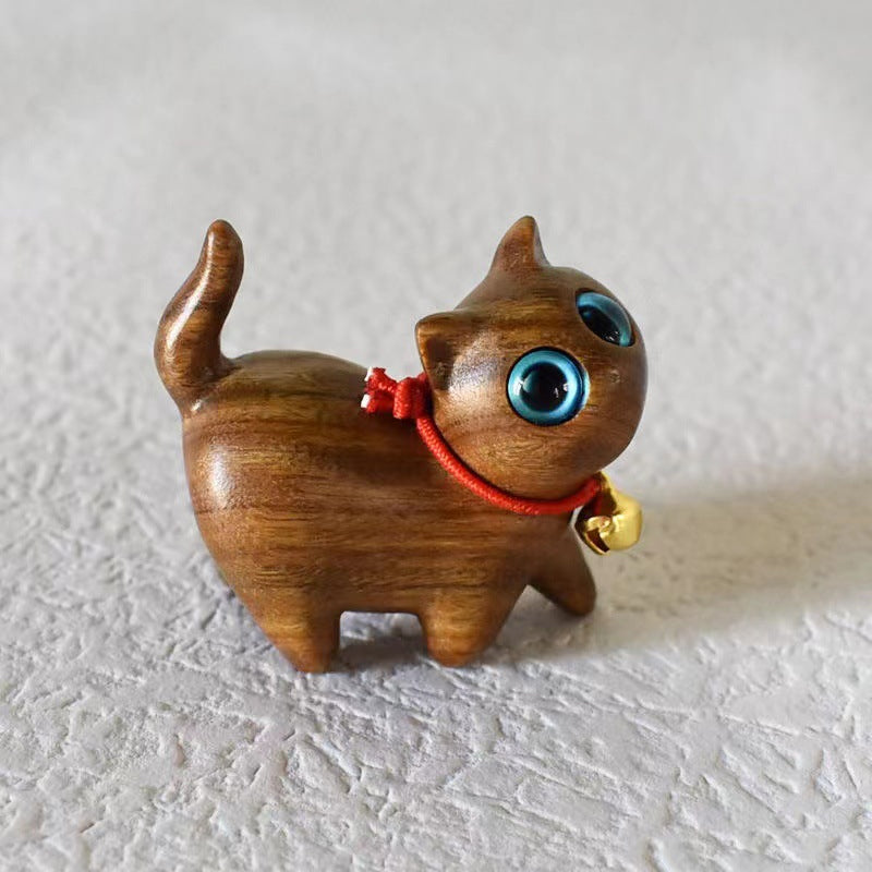 Handmade Wood Carved Cats Decoration