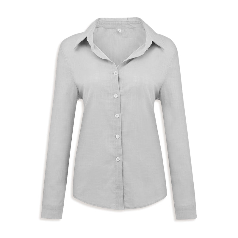 Solid Color Casual Loose Long Sleeve Linen Shirt