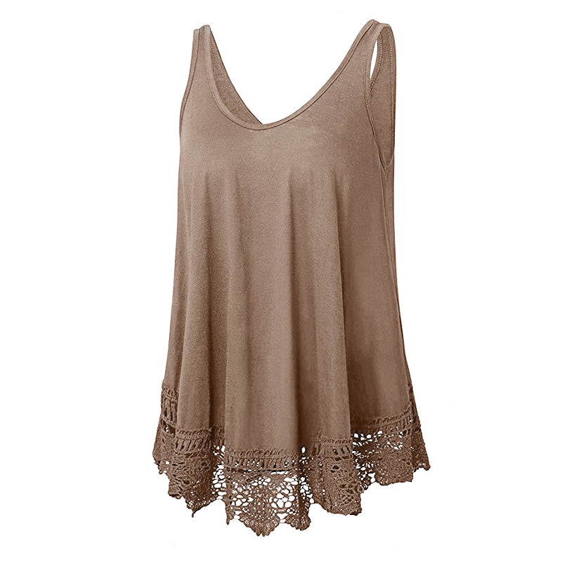 Solid Lace Tank Top T-Shirt
