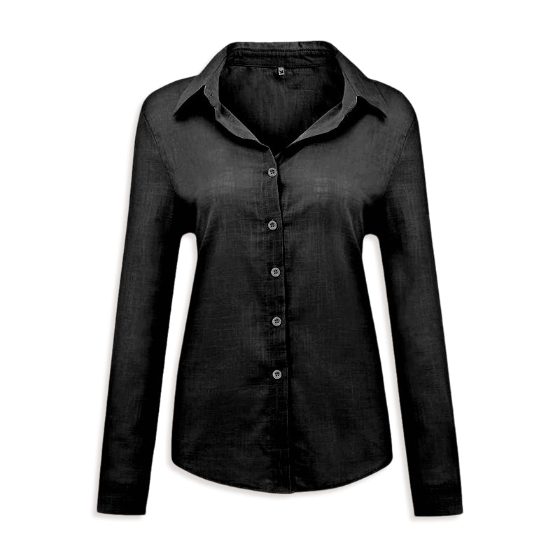 Solid Color Casual Loose Long Sleeve Linen Shirt