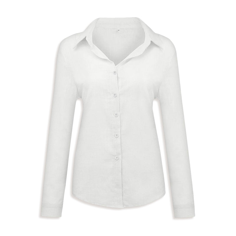 Solid Color Casual Loose Long Sleeve Linen Shirt