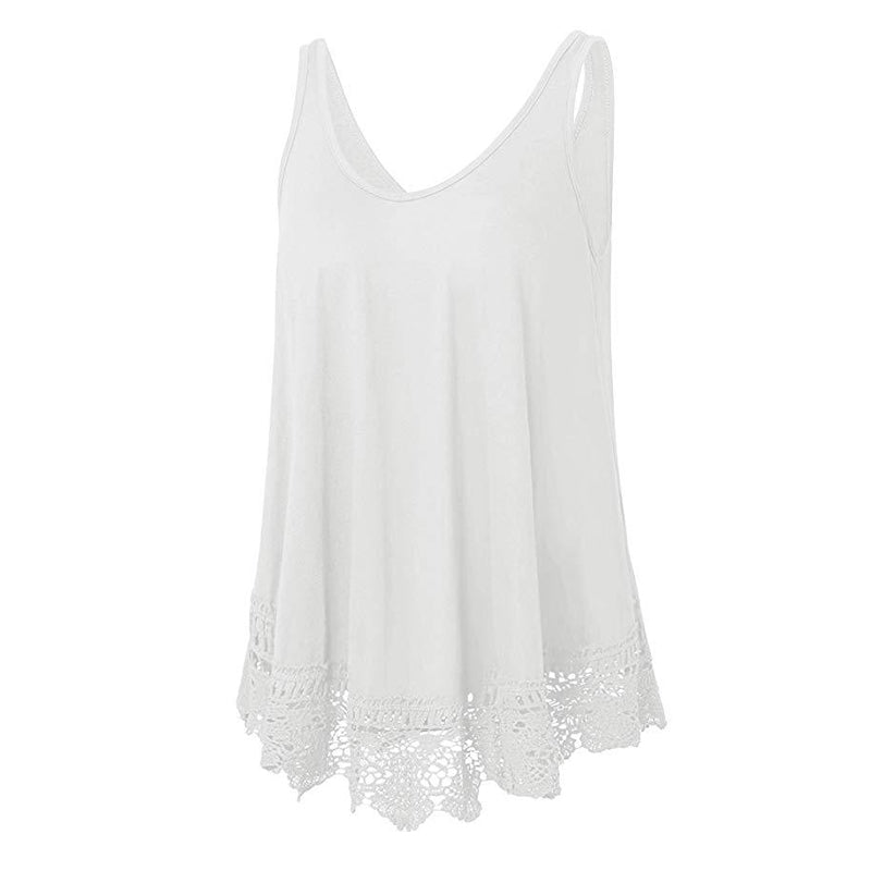Solid Lace Tank Top T-Shirt