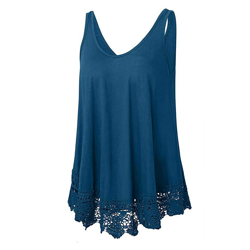 Solid Lace Tank Top T-Shirt