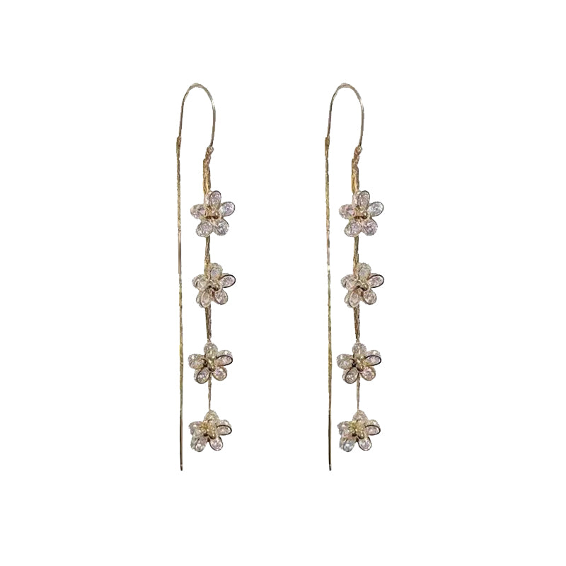 Flower Long Tassel Earrings